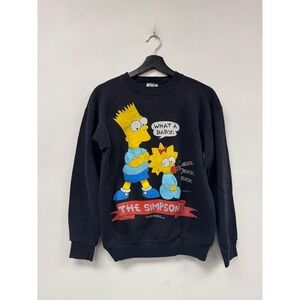 Vintage The Simpsons Sweatshirt Mens Small Black Bart Maggie‎ SSI 90s Fleece